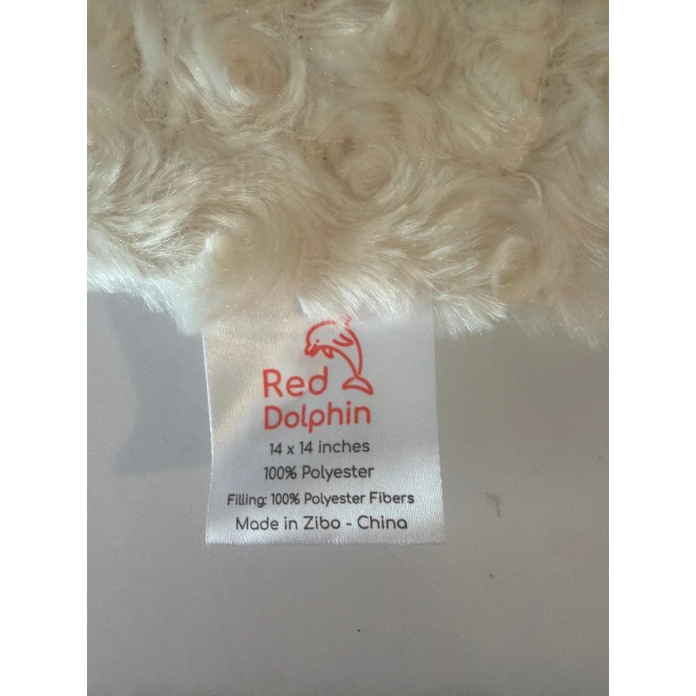 Red Dolphin Cream Polar Bear Baby Security Blanket‎ Rosette Swirl Faux Fur Lovey